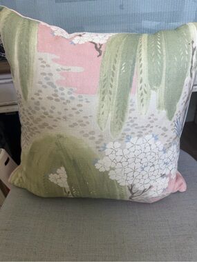 Floral Willow Decorative Throw Pillow - Pink and Sage